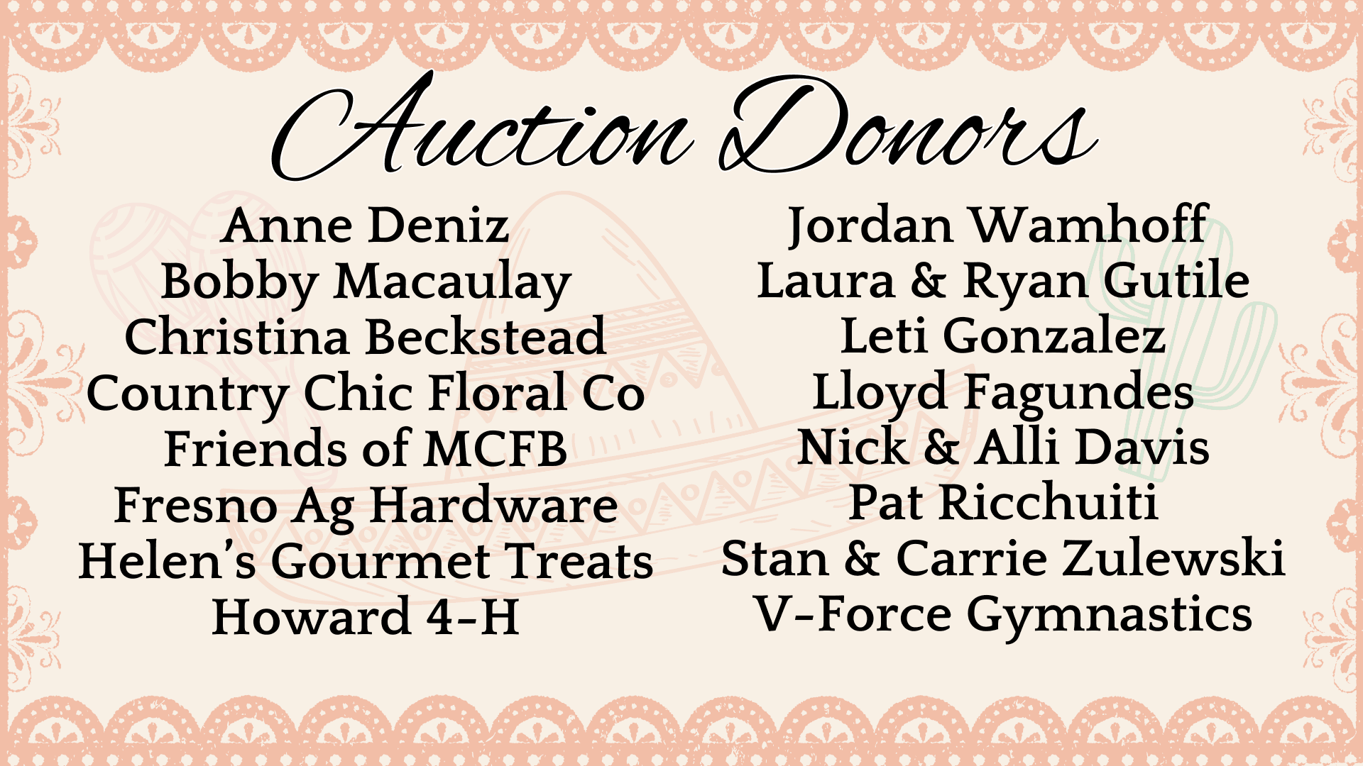 Auction Donors