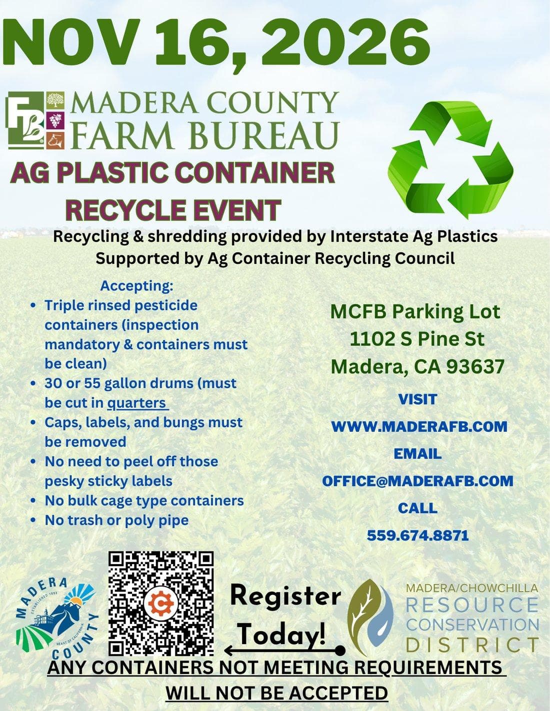Ag Plastic Container Recycle Event (Fall)