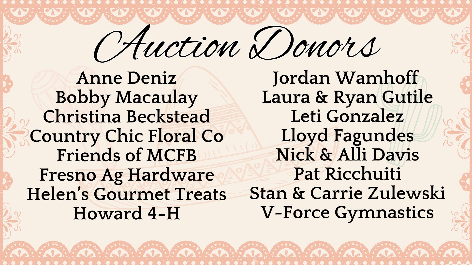 Auction Donors