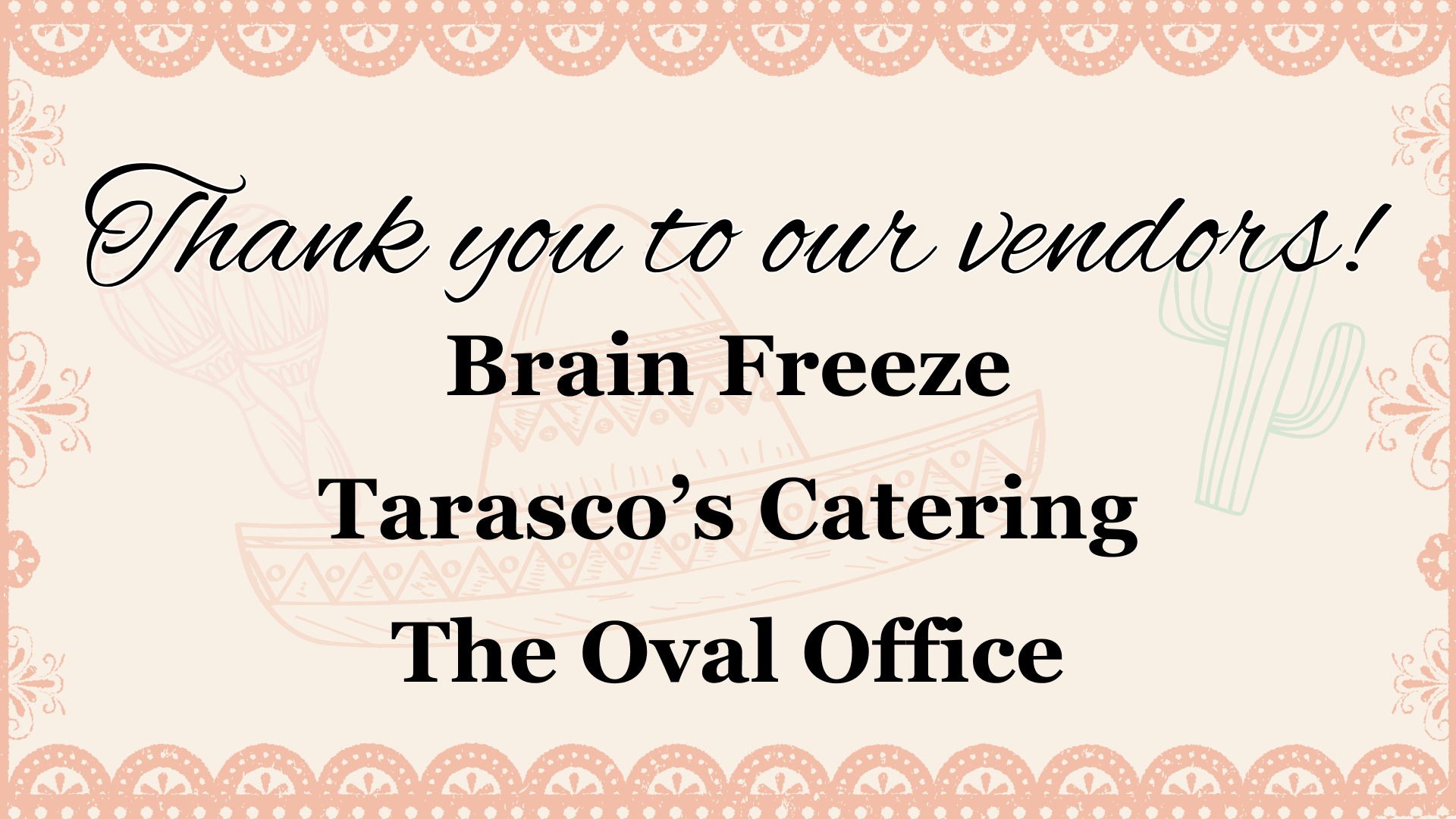 Thank you to our vendors